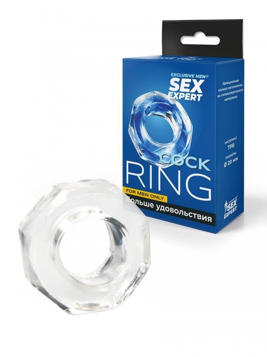 Прозрачное эрекционное кольцо в форме гайки - Sex Expert - в Рубцовске купить с доставкой