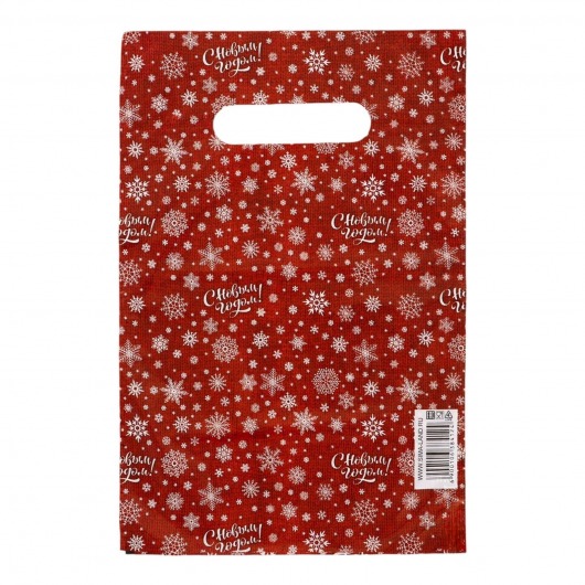 Красный подарочный новогодний пакет с вырубной ручкой (20х30 см) - Сима-Ленд - купить с доставкой в Рубцовске