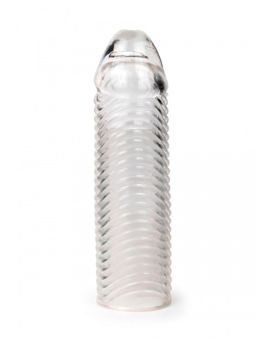 Прозрачная закрытая насадка на пенис с ребрышками - 16 см. - Sex Expert - в Рубцовске купить с доставкой