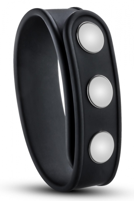 Черное эрекционное кольцо на кнопках - Blush Novelties - в Рубцовске купить с доставкой