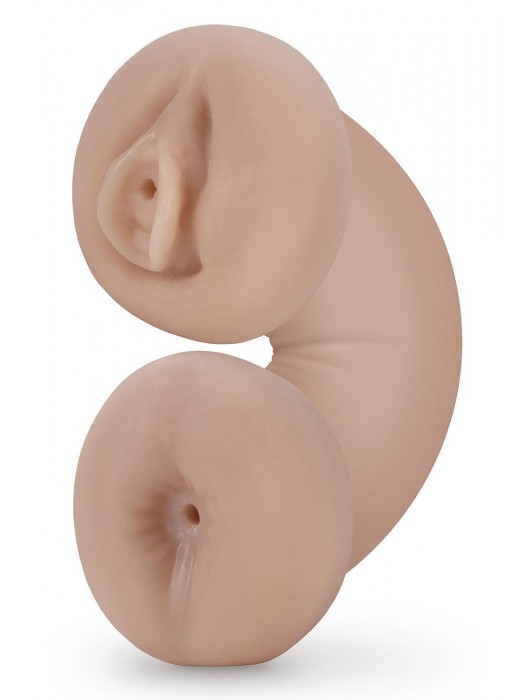 Телесный люминесцентный двусторонний мастурбатор Tasha - Blush Novelties - в Рубцовске купить с доставкой