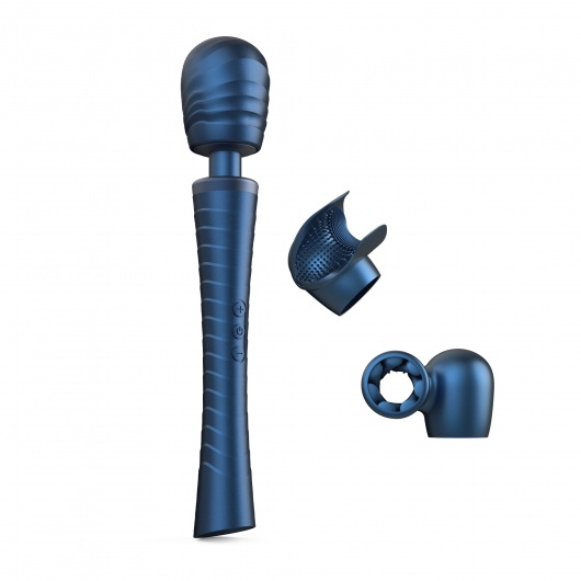 Синий вибромассажёр с насадками Man.wand Edgy - Manwan - в Рубцовске купить с доставкой