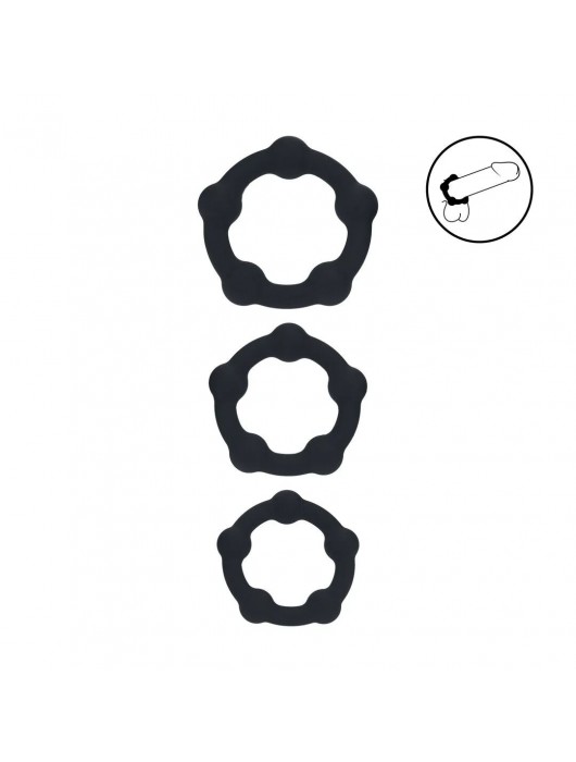 Набор из 3 эрекционных колец Beaded Silicone Cockring Set - Shots Media BV - в Рубцовске купить с доставкой