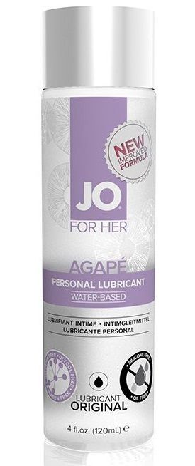 Женский лубрикант на водной основе JO AGAPE LUBRICANT ORIGINAL - 120 мл. - System JO - купить с доставкой в Рубцовске