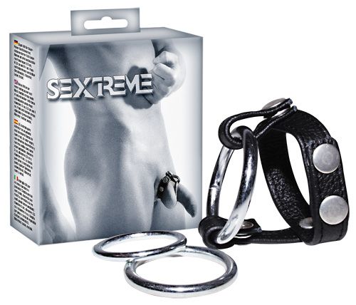 Подхват для мошонки с 3 съемными эрекционными кольцами Leder-Riemen - Orion - в Рубцовске купить с доставкой