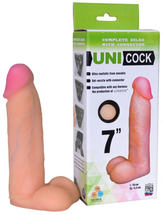 Фаллическая насадка Харнесс UNICOCK 7  - 19 см. - LOVETOY (А-Полимер) - купить с доставкой в Рубцовске