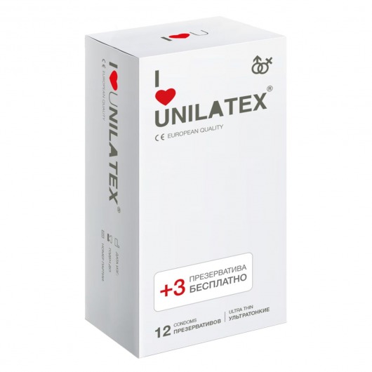 Ультратонкие презервативы Unilatex Ultra Thin - 12 шт. + 3 шт. в подарок - Unilatex - купить с доставкой в Рубцовске