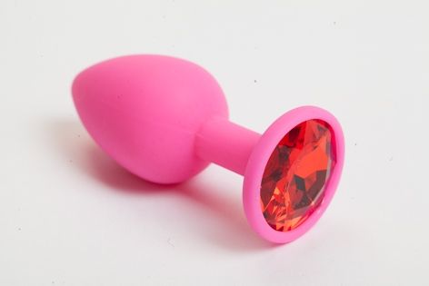 Розовая анальная пробка с красным кристаллом - 9,5 см. - 4sexdreaM - купить с доставкой в Рубцовске