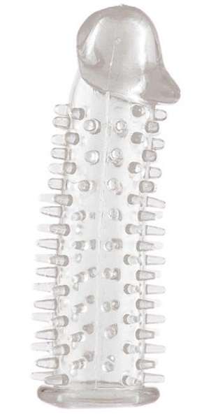 Прозрачная насадка на половой член с закрытой головкой и шипами - 12,5 см. - Toyfa Basic - в Рубцовске купить с доставкой