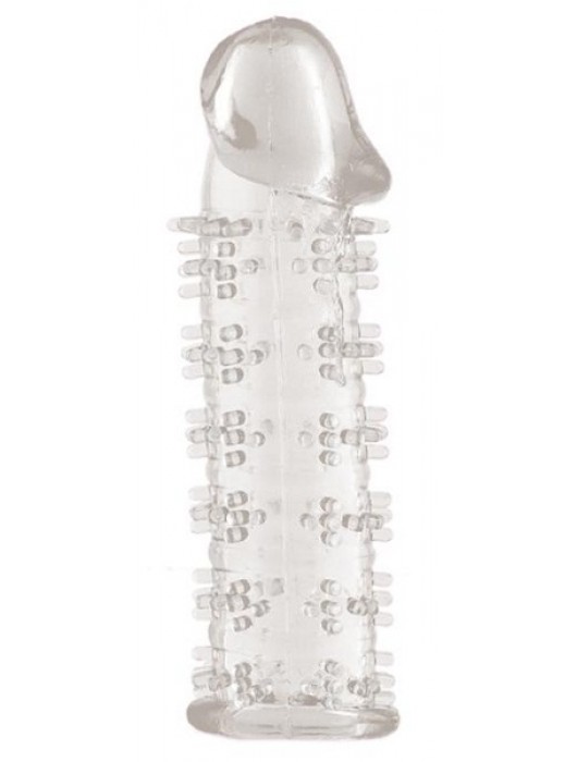Гелевая прозрачная насадка с шипами - 12 см. - Toyfa Basic - в Рубцовске купить с доставкой