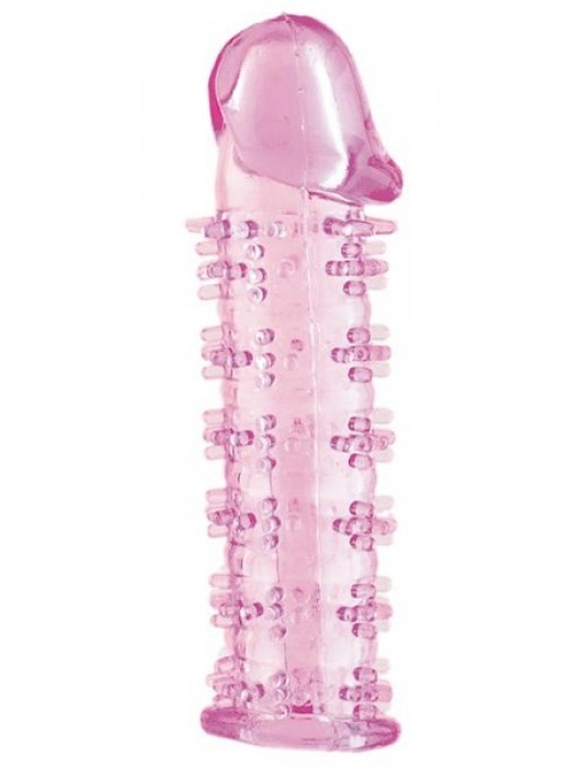 Гелевая розовая насадка на фаллос с шипами - 12 см. - Toyfa Basic - в Рубцовске купить с доставкой