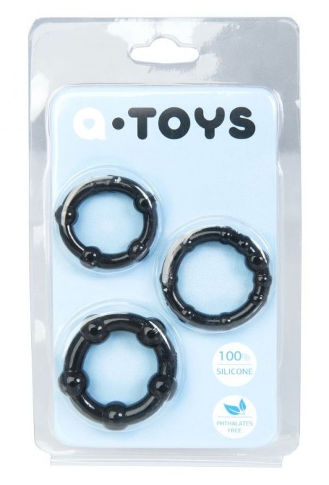 Набор из 3 чёрных эрекционных колец A-toys - A-toys - в Рубцовске купить с доставкой