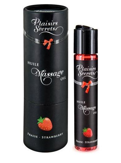 Массажное масло с ароматом клубники Huile de Massage Gourmande Fraise des Bois - 59 мл. - Plaisir Secret - купить с доставкой в Рубцовске