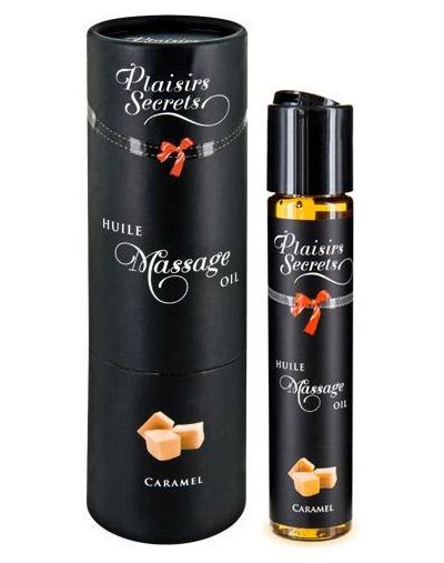 Массажное масло с ароматом карамели Huile de Massage Gourmande Caramel - 59 мл. - Plaisir Secret - купить с доставкой в Рубцовске