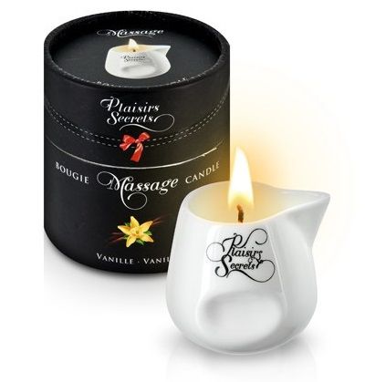 Массажная свеча с ароматом ванили Bougie Massage Gourmande Vanille - 80 мл. - Plaisir Secret - купить с доставкой в Рубцовске