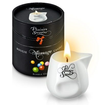Массажная свеча с ароматом бубль-гума Bougie de Massage Gourmande Bubble Gum - 80 мл. - Plaisir Secret - купить с доставкой в Рубцовске