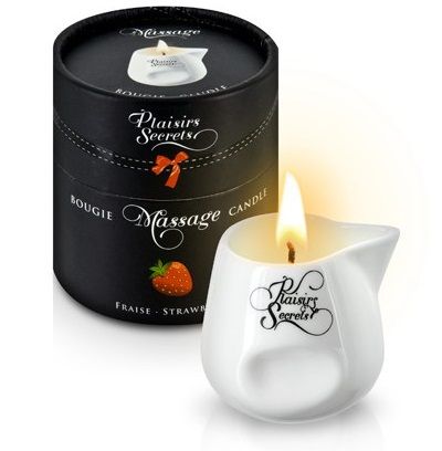 Массажная свеча с ароматом клубники Bougie de Massage Gourmande Fraise - 80 мл. - Plaisir Secret - купить с доставкой в Рубцовске