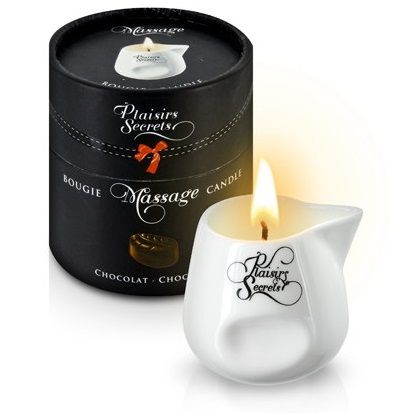 Массажная свеча с ароматом шоколада Bougie de Massage Gourmande Chocolat - 80 мл. - Plaisir Secret - купить с доставкой в Рубцовске
