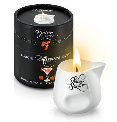 Массажная свеча с ароматом клубничного дайкири Bougie de Massage Daikiri Fraise - 80 мл. - Plaisir Secret - купить с доставкой в Рубцовске