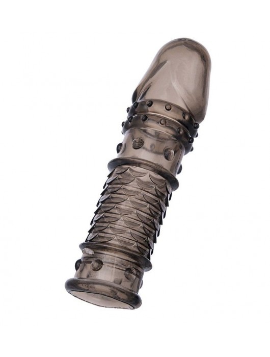 Дымчатая закрытая насадка ToyFa XLover с чешуйками и пупырышками - 13,5 см. - ToyFa - в Рубцовске купить с доставкой