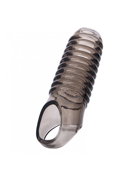 Дымчатая насадка с рёбрышками и подхватом мошонки ToyFa XLover - 12,5 см. - ToyFa - в Рубцовске купить с доставкой