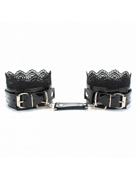 Изысканные чёрные наручники с кружевом - БДСМ Арсенал - купить с доставкой в Рубцовске