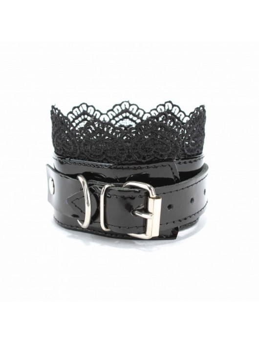 Изысканные чёрные наручники с кружевом - БДСМ Арсенал - купить с доставкой в Рубцовске