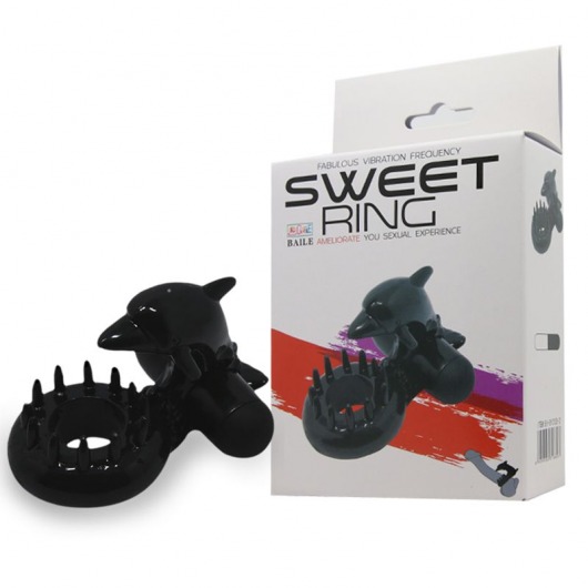 Чёрное эрекционное виброкольцо Sweet Ring с дельфинчиком - Baile - в Рубцовске купить с доставкой