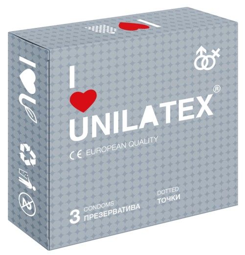 Презервативы с точками Unilatex Dotted - 3 шт. - Unilatex - купить с доставкой в Рубцовске