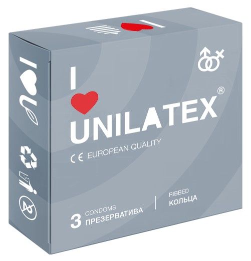 Презервативы с рёбрами Unilatex Ribbed - 3 шт. - Unilatex - купить с доставкой в Рубцовске