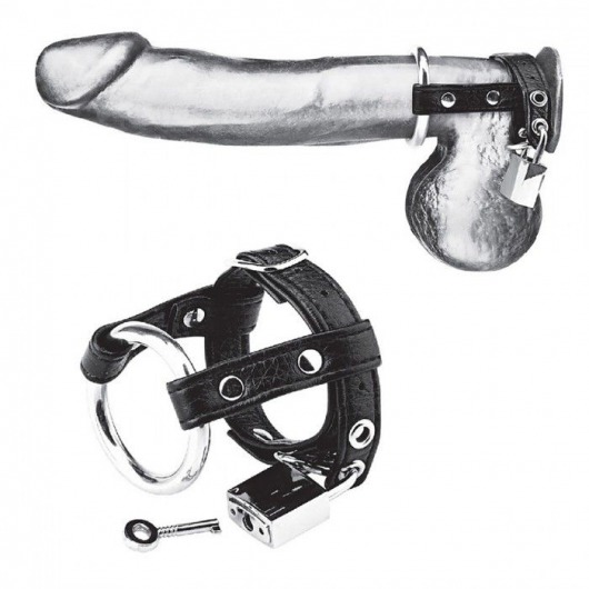 Утяжка на пенис на замочке Duo Cock And Ball Lock - BlueLine - купить с доставкой в Рубцовске