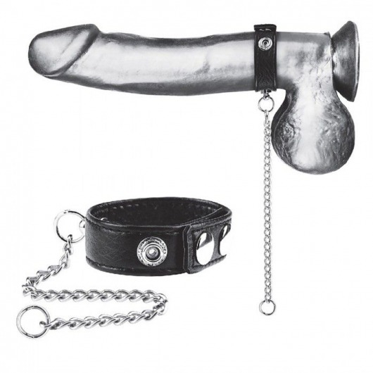 Утяжка на пенис с поводком Snap Cock Ring With 12  Leash - BlueLine - купить с доставкой в Рубцовске