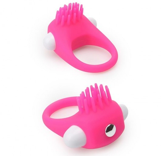 Розовое эрекционное кольцо с щеточкой LIT-UP SILICONE STIMU RING 5 - Dream Toys - в Рубцовске купить с доставкой