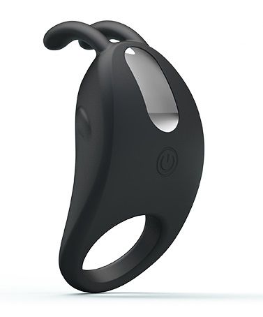Чёрное эрекционное кольцо с вибрацией Rabbit Vibrator - Baile - в Рубцовске купить с доставкой