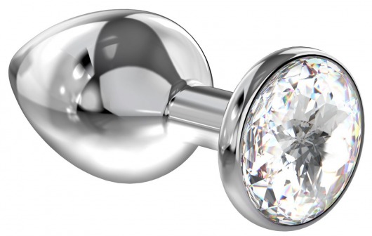 Большая серебристая анальная пробка Diamond Clear Sparkle Large с прозрачным кристаллом - 8 см. - Lola Games - купить с доставкой в Рубцовске