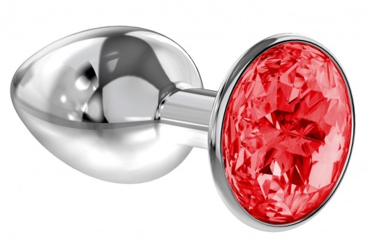 Малая серебристая анальная пробка Diamond Red Sparkle Small с красным кристаллом - 7 см. - Lola Games - купить с доставкой в Рубцовске