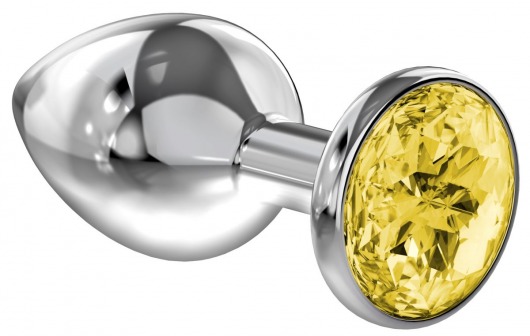 Большая серебристая анальная пробка Diamond Yellow Sparkle Large с жёлтым кристаллом - 8 см. - Lola Games - купить с доставкой в Рубцовске