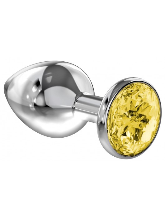 Малая серебристая анальная пробка Diamond Yellow Sparkle Small с жёлтым кристаллом - 7 см. - Lola Games - купить с доставкой в Рубцовске