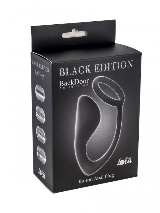 Чёрное эрекционное кольцо с анальной пробкой Button Anal Plug - Lola Games - в Рубцовске купить с доставкой