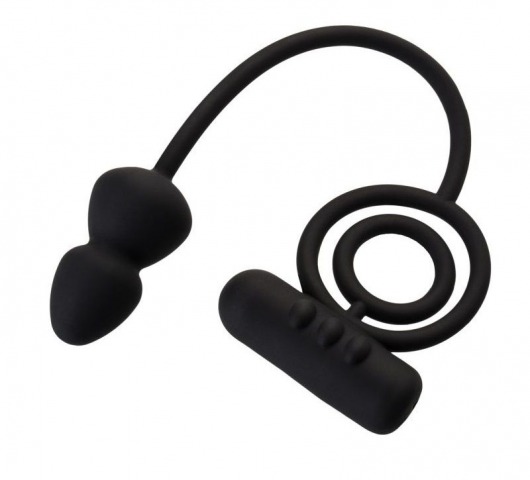 Чёрное эрекционное кольцо с вибропулькой и анальным хвостом - Erotist Adult Toys - в Рубцовске купить с доставкой