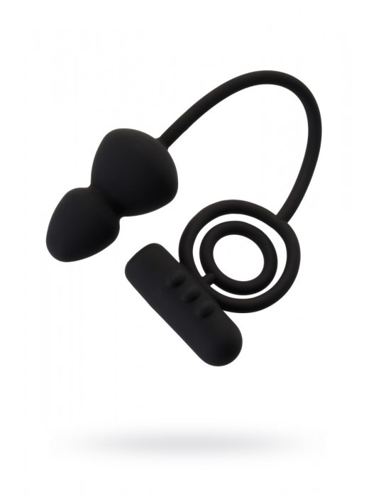 Чёрное эрекционное кольцо с вибростимулятором и анальным хвостом - Erotist Adult Toys - в Рубцовске купить с доставкой