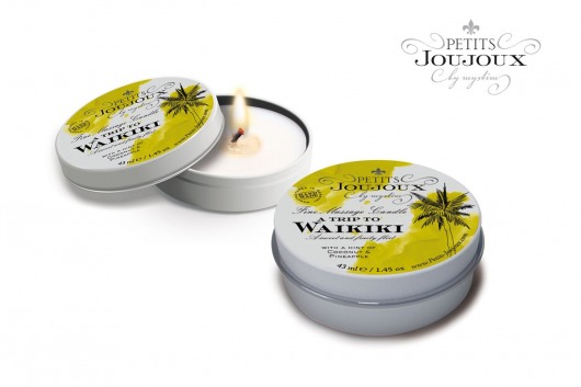 Массажная свеча Petits Joujoux Waikiki Beach с ароматом кокоса и ананаса - 33 гр. - MyStim - купить с доставкой в Рубцовске