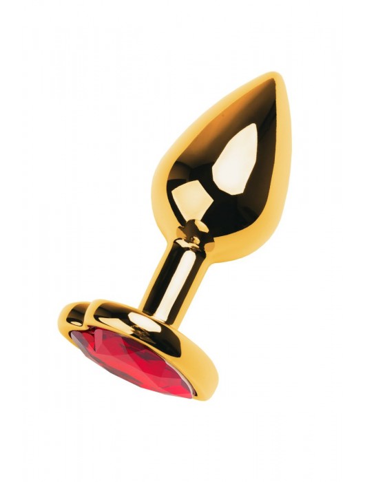 Золотистая анальная пробка с кристаллом-сердцем - 7,5 см. - ToyFa - купить с доставкой в Рубцовске