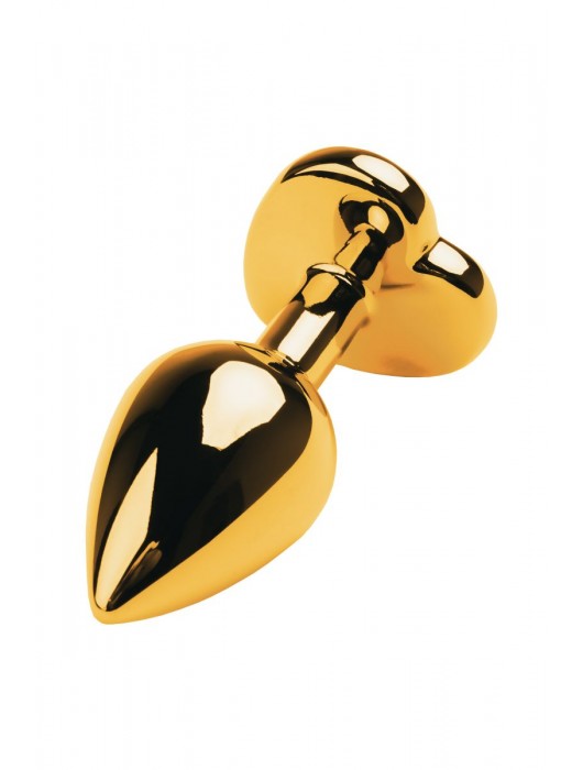 Золотистая анальная пробка с кристаллом-сердцем - 7,5 см. - ToyFa - купить с доставкой в Рубцовске