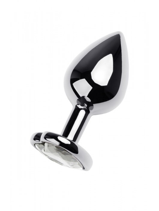 Серебристая анальная пробка с прозрачным кристаллом-сердцем - 8 см. - ToyFa - купить с доставкой в Рубцовске