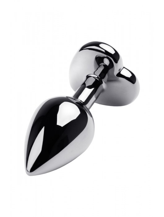 Серебристая анальная пробка с прозрачным кристаллом-сердцем - 8 см. - ToyFa - купить с доставкой в Рубцовске