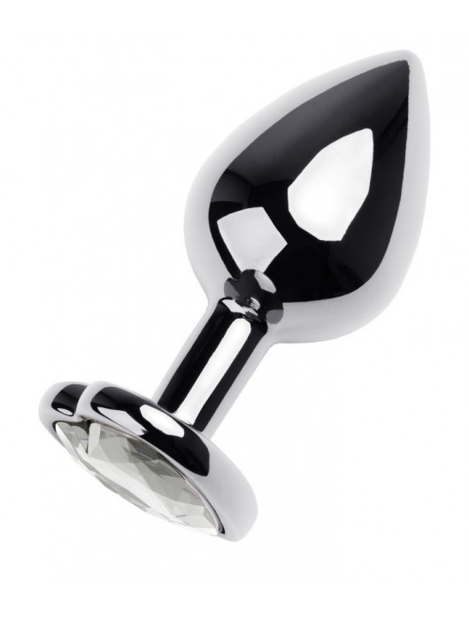 Серебристая анальная пробка с прозрачным кристаллом-сердцем - 8 см. - ToyFa - купить с доставкой в Рубцовске