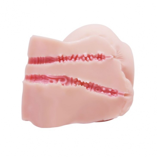 Телесный мастурбатор с двумя любовными тоннелями и вибрацией - Baile - в Рубцовске купить с доставкой