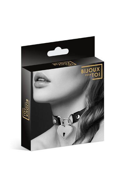 Черный чокер с замком в форме сердца - Bijoux Pour Toi - купить с доставкой в Рубцовске