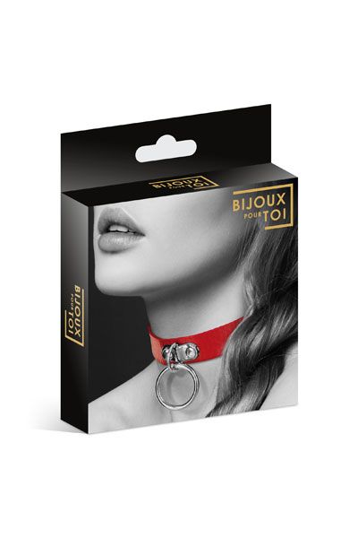 Красный узенький чокер с кольцом - Bijoux Pour Toi - купить с доставкой в Рубцовске